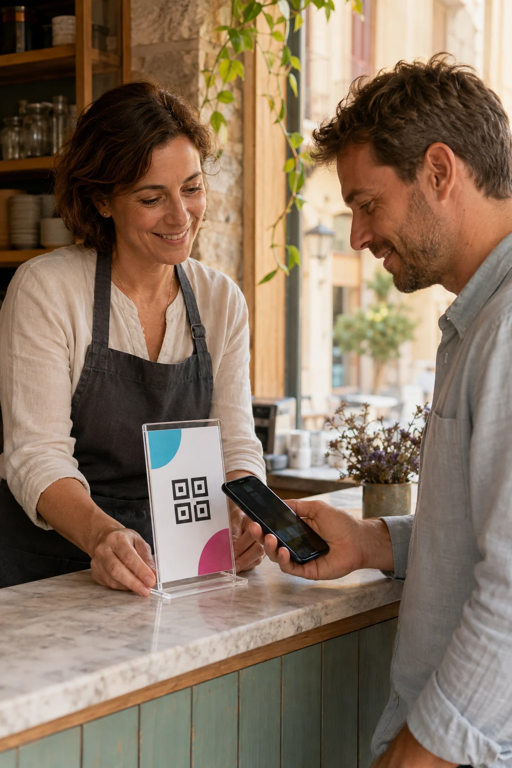QR & NFC Stands για Reviews, Menu & Επικοινωνία