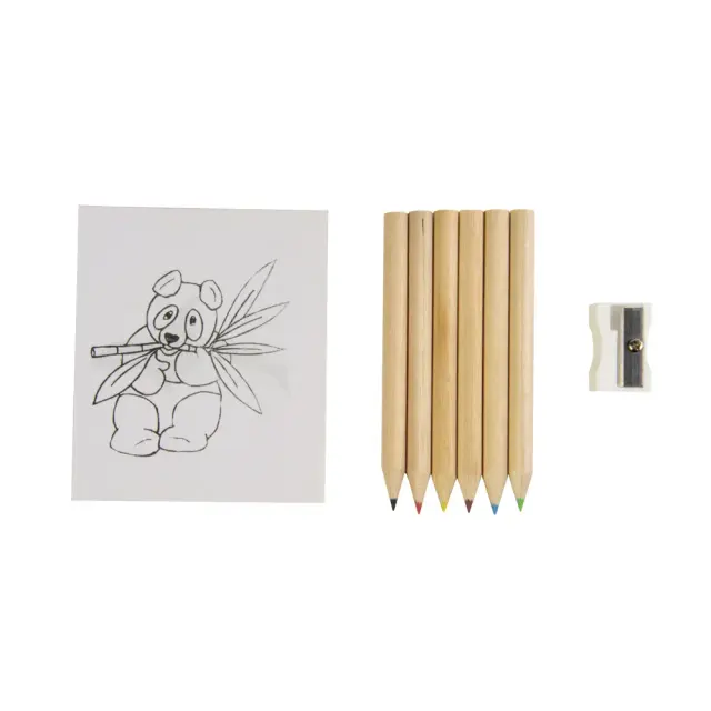 Set of 6 round wooden colored pencils