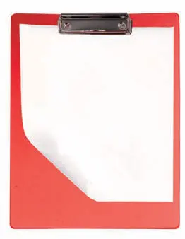 Plastic clipboard with metal spring