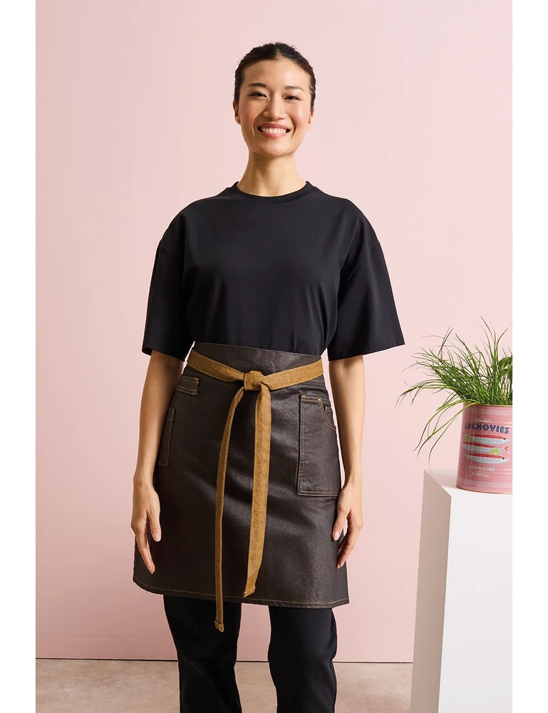 PR135 · "Division" Waxed Look Denim Waist Apron