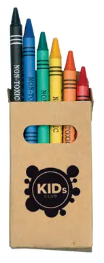 Set of 6 circular colored wax crayons