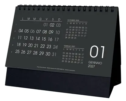 2027 monthly desk calendar in black or white cardboard