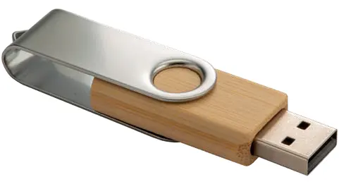 8GB Bamboo and Metal Rotating USB Flash Drive