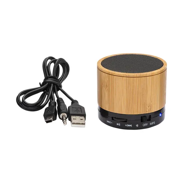 Mini speaker made of bamboo and ABS