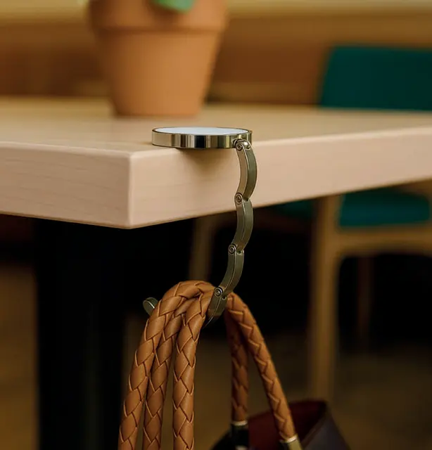 Round metal bag hanger
