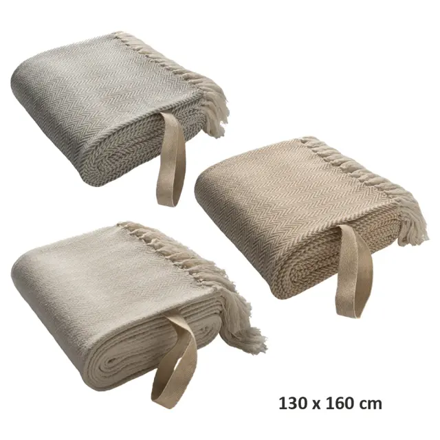 Recycled cotton rolled blanket with fringe