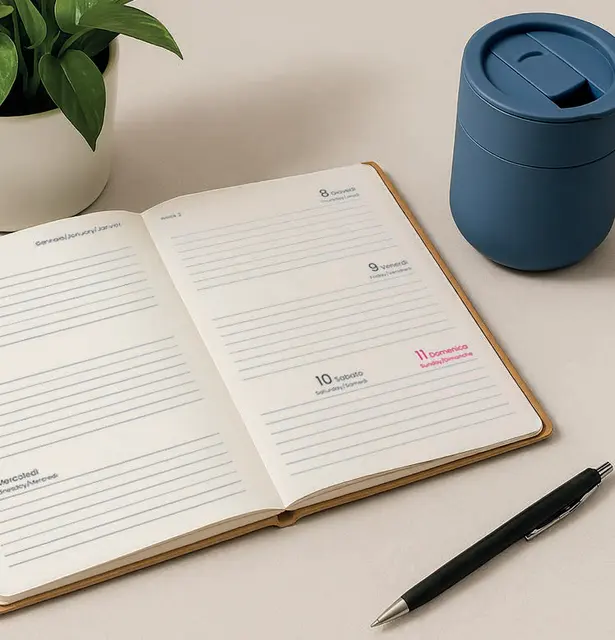 Pocket weekly planner 2027. Hard cardboard