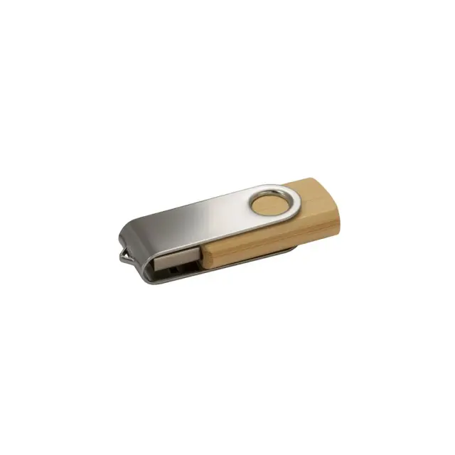 4GB Bamboo and Metal Rotating USB Flash Drive