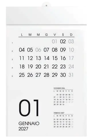2027 monthly wall calendar in white or black cardboard