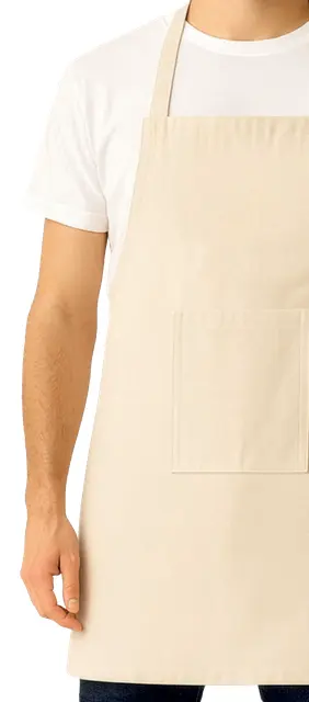 Long kitchen apron in 180 g/m² recycled cotton