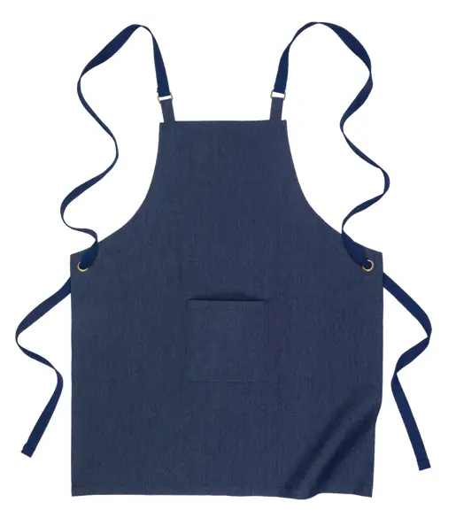 Long kitchen apron in 220 g/m² recycled denim cotton