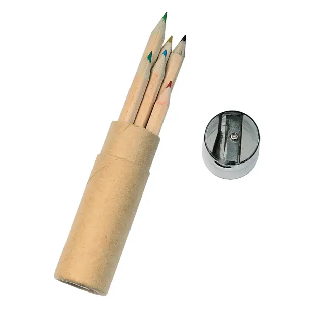 Set of 6 hexagonal wooden colored pencils