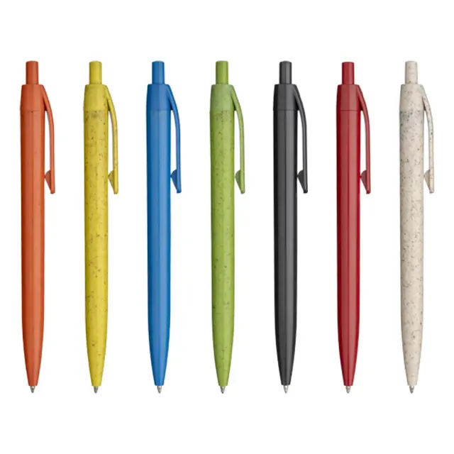 Retractable pen made of wheat straw and PP