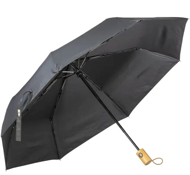 Folding umbrella with automatic opening and closing in 190T R-PET, with a matching case