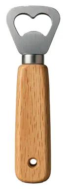 Metal bottle opener with wooden handle