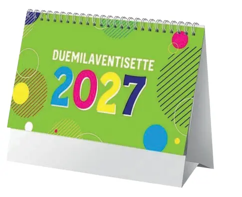 2027 monthly multicolored desk calendar. Spi