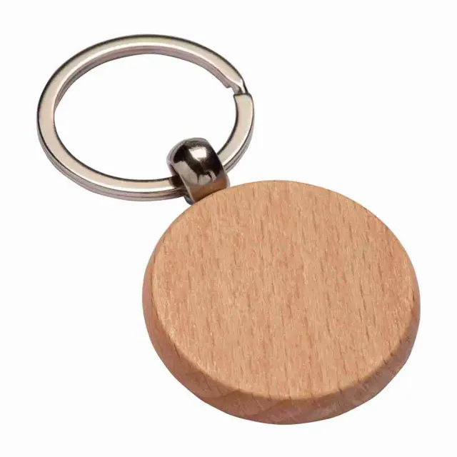 Round wooden keyring