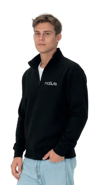 Regenerated half-zip sweatshirt