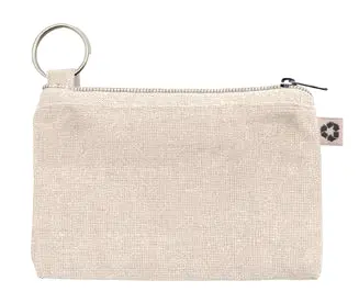 220 g/m² recycled cotton bag with removable internal key ring and zip closure