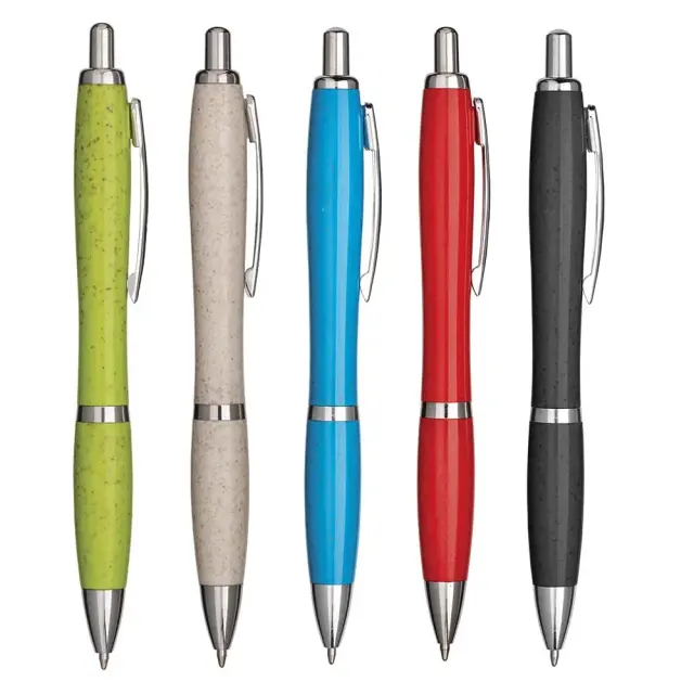 Retractable pen made of wheat straw and PP