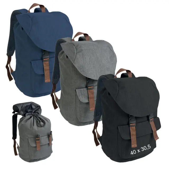Backpack in 300D melange polyester