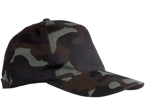 160g/m² cotton 5-panel camouflage baseball cap