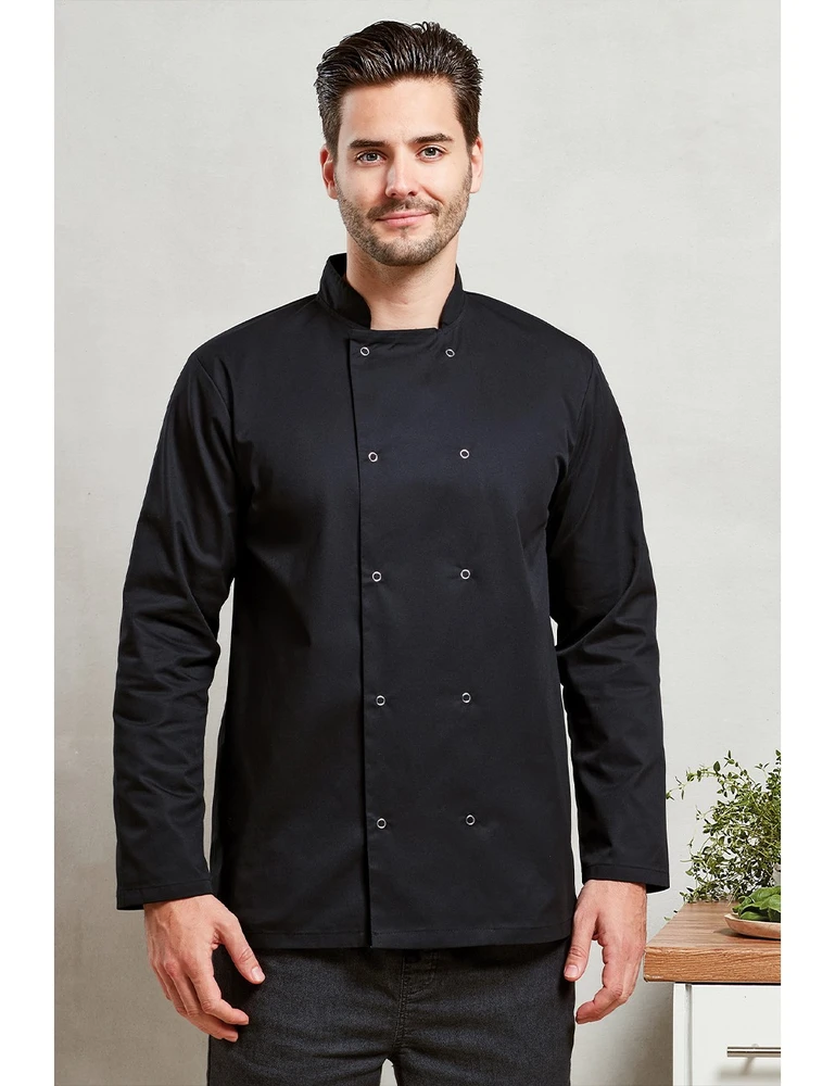 PR665 · Studded Front Long Sleeve Chef's Jacket