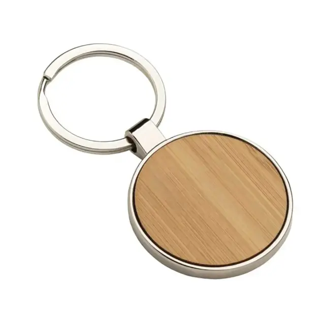 Round bamboo keyring