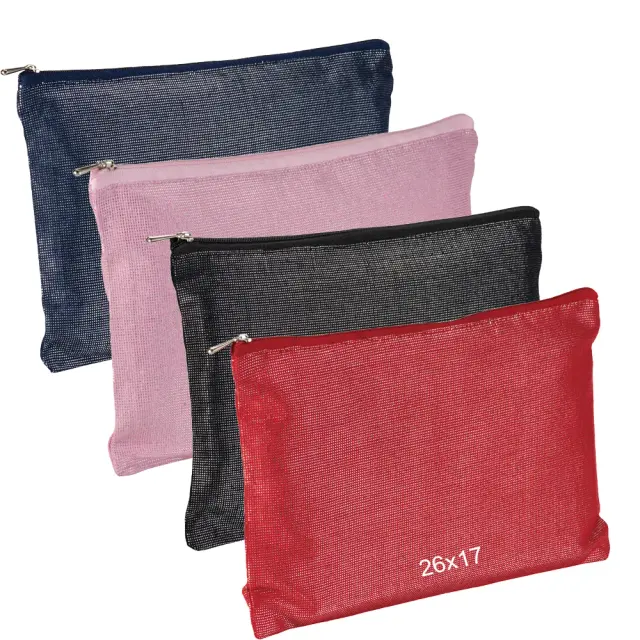 150 gsm shiny polycotton beauty case. Zip
