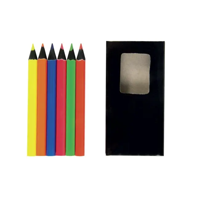 Set of 6 round wooden colored pencils