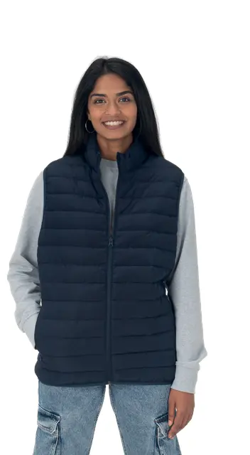 Regenerated padded sleeveless jacket Unisex quilted vest in 100% regenerated 75 g/ m² outer fabric