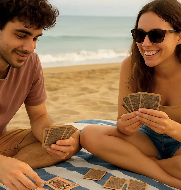 Deck with 54 playing cards made of recycled paper