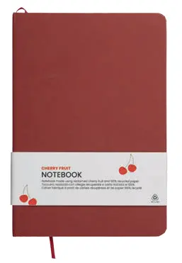 Notebook with a cover made from natural organic residues from fruits, plants, and seeds