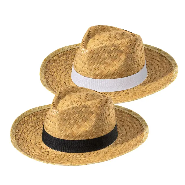 Wide-brimmed straw hat
