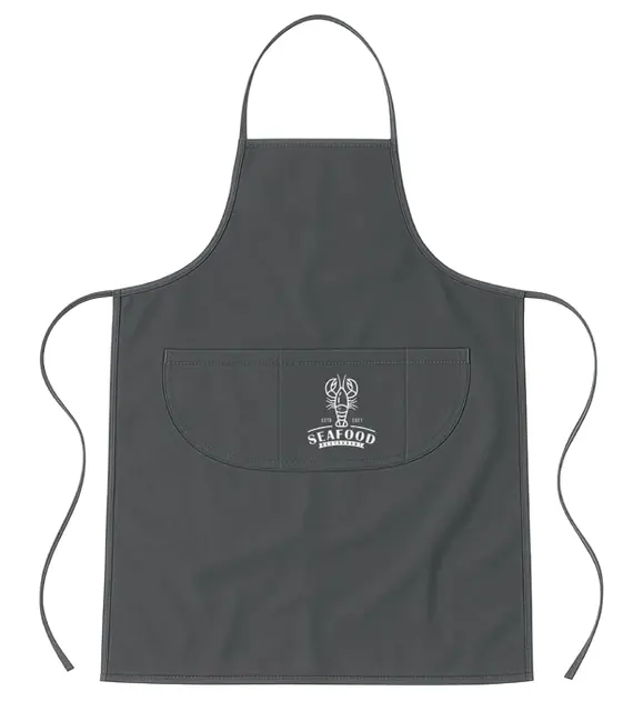 Long kitchen apron in 200 g/m² cotton and polyester Three front pockets