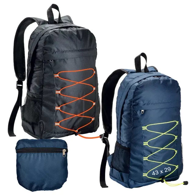 Packable backpack in 210D ripstop polyester pocket