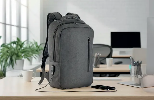 Laptop backpack (15”) in 300D melange polyester